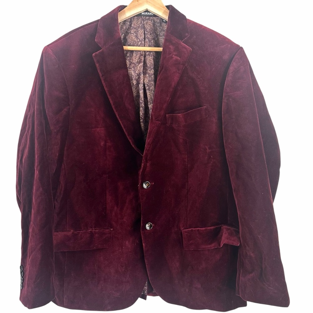 Murano Red Velvet Suit Separates Slim Fit Jacket Size XL